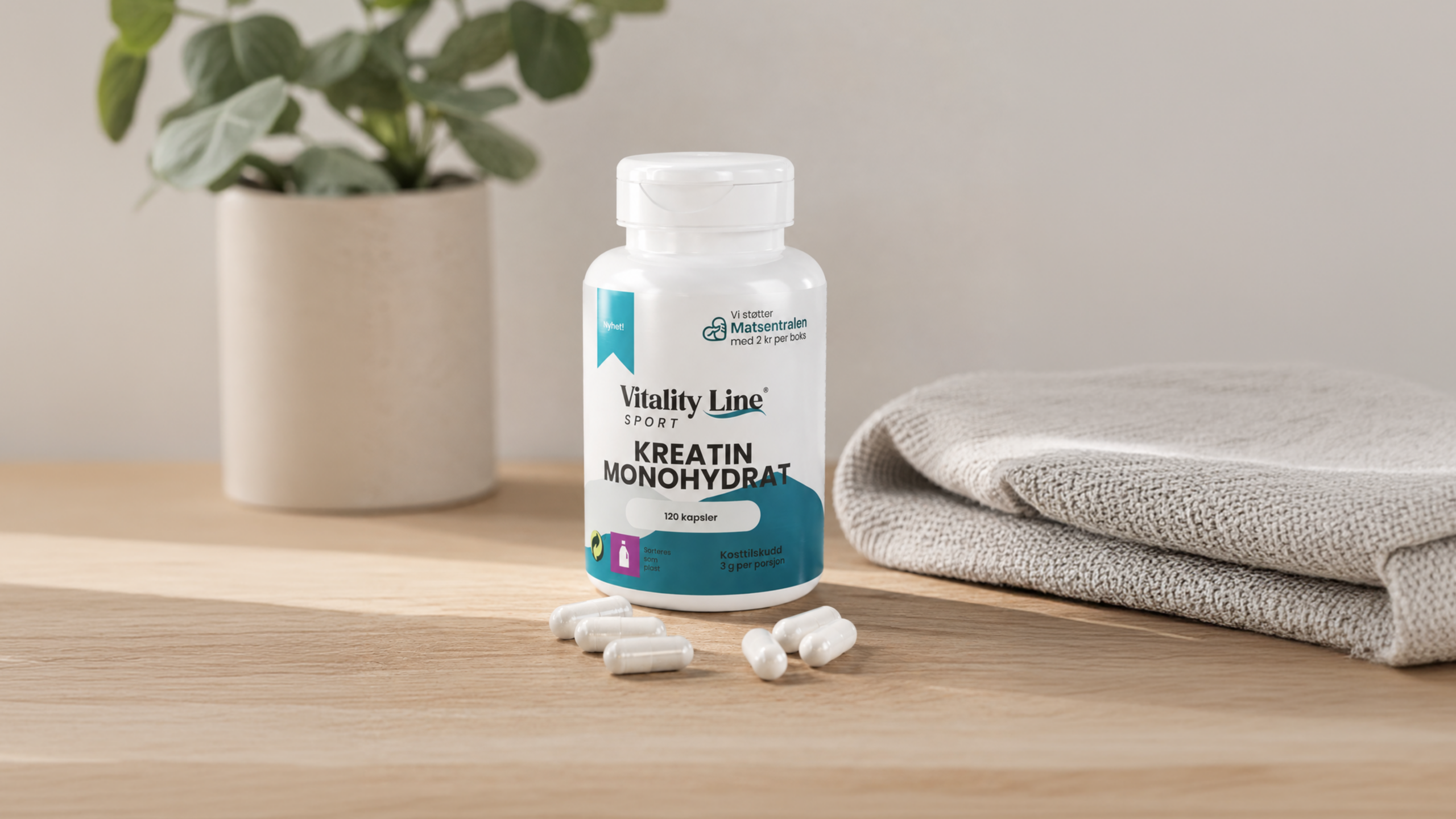 Kun 149 kr for kreatin kapsler fra Vitality Line Kinsarvik Naturkost