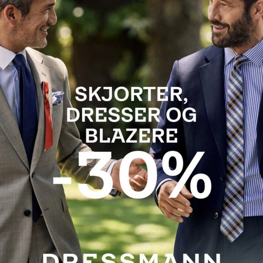 30% på dresser, skjorter og blazere Dressmann
