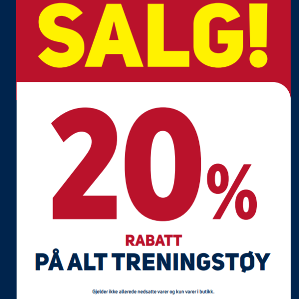 20% på alt treningstøy Sport 1